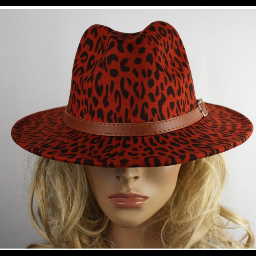 Red & Black Felt Panama Hat